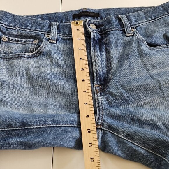 Uniqlo Jeans Mens W 32 Blue Straight Leg Distressed Denim Western Boho Grunge - Picture 6 of 16